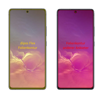 SamsungGalaxy S10 Lite mit aufgebrachter dipos Displayschutzfolie, glasklare Darstellung ohne Einschränkungen
