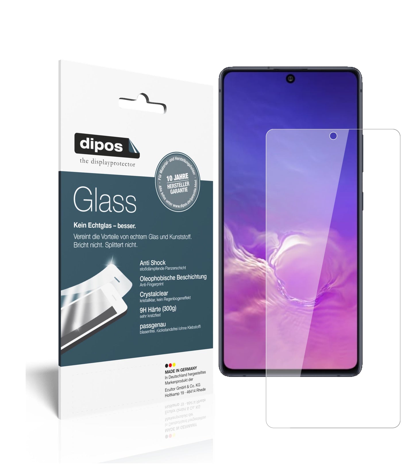 1x 9H Schutzfolie für Samsung Galaxy S10 Lite Panzerfolie