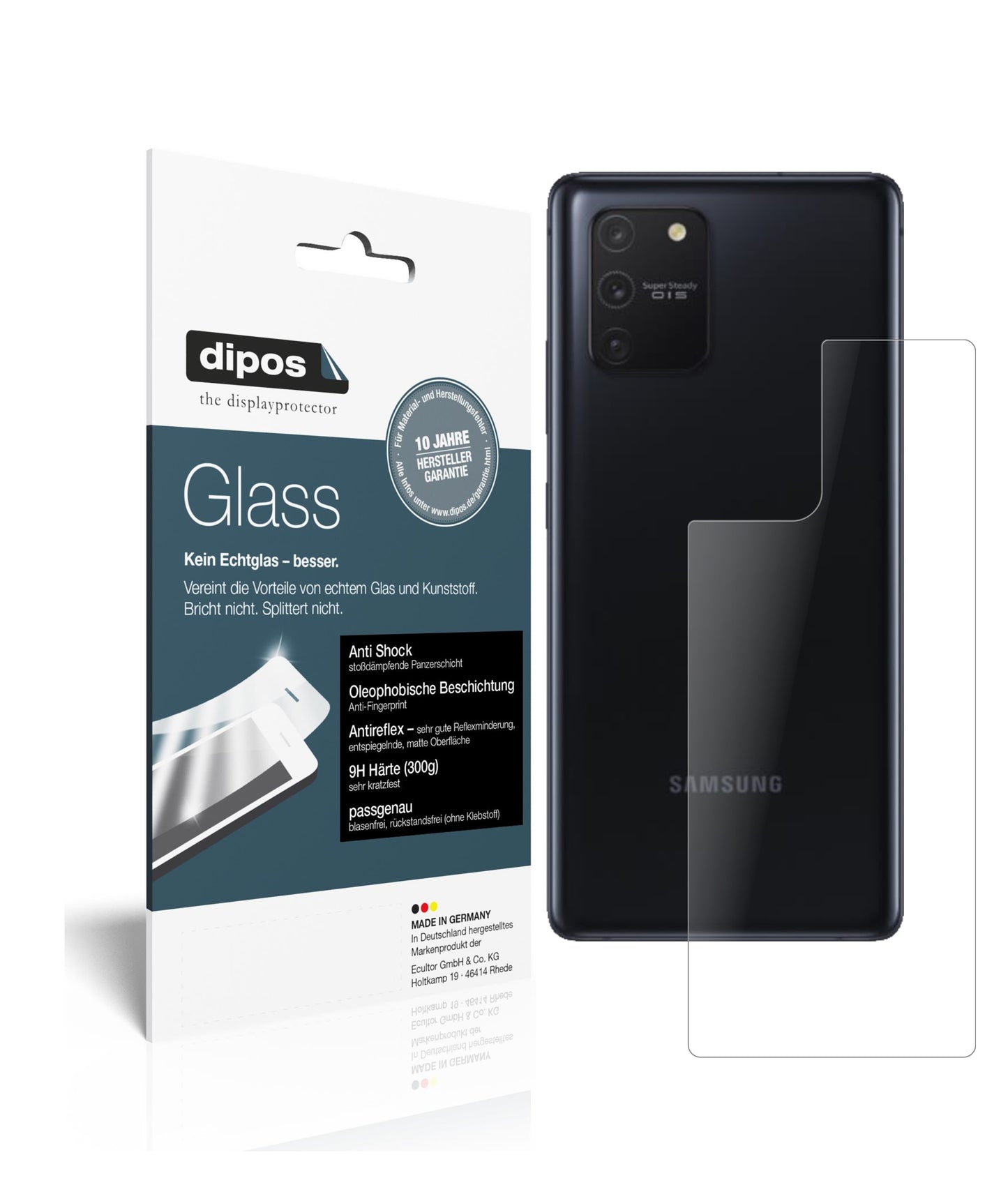 1x 9H Schutzfolie matt für Samsung Galaxy S10 Lite Rückseite Panzerfolie