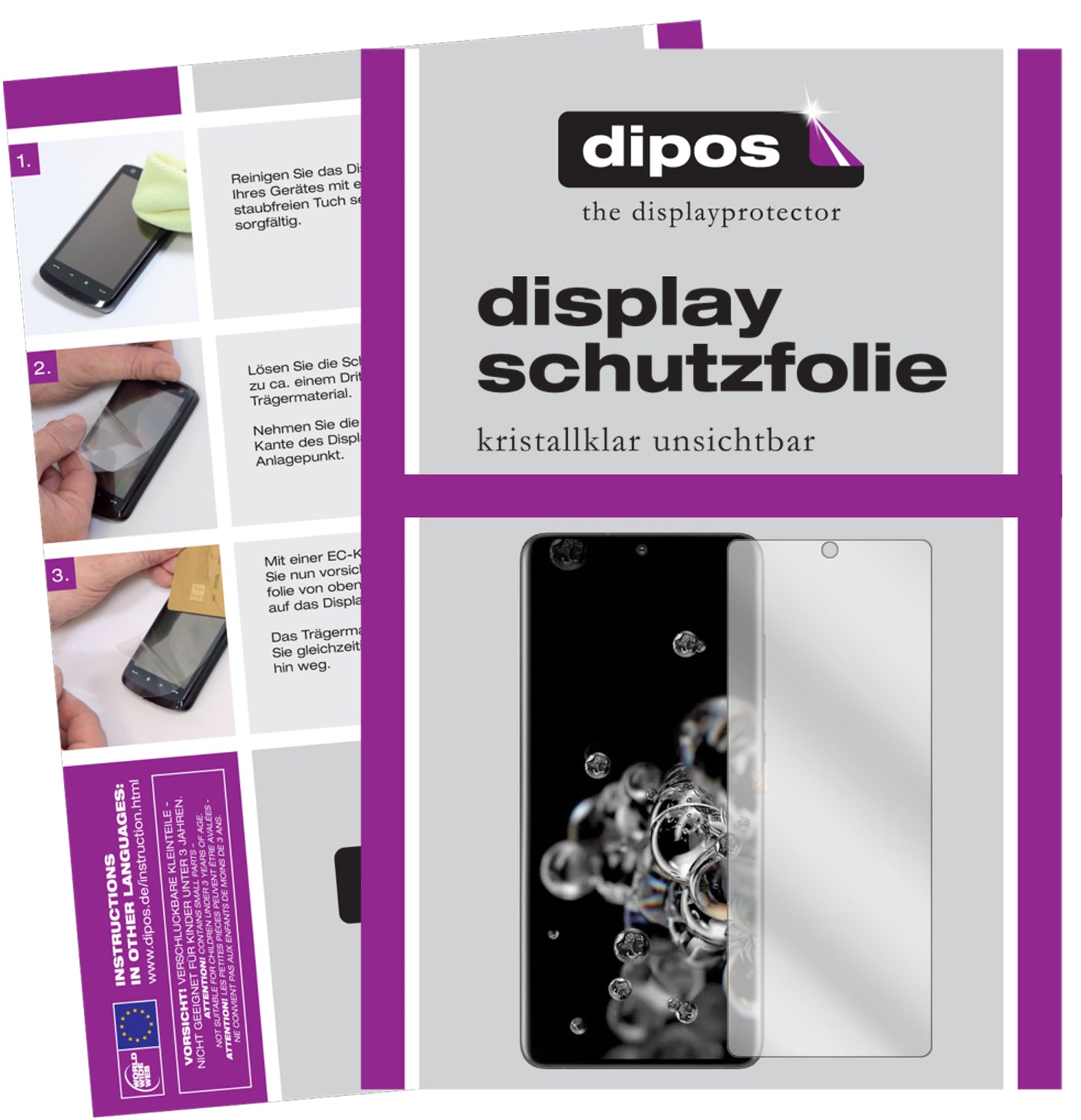 2x Schutzfolie klar für Samsung Galaxy S20 Ultra Display-Schutzfolie