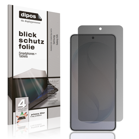 Blickschutzfolie von dipos passend für Samsung Galaxy S26, präziser Zuschnitt und blasenfrei montiert