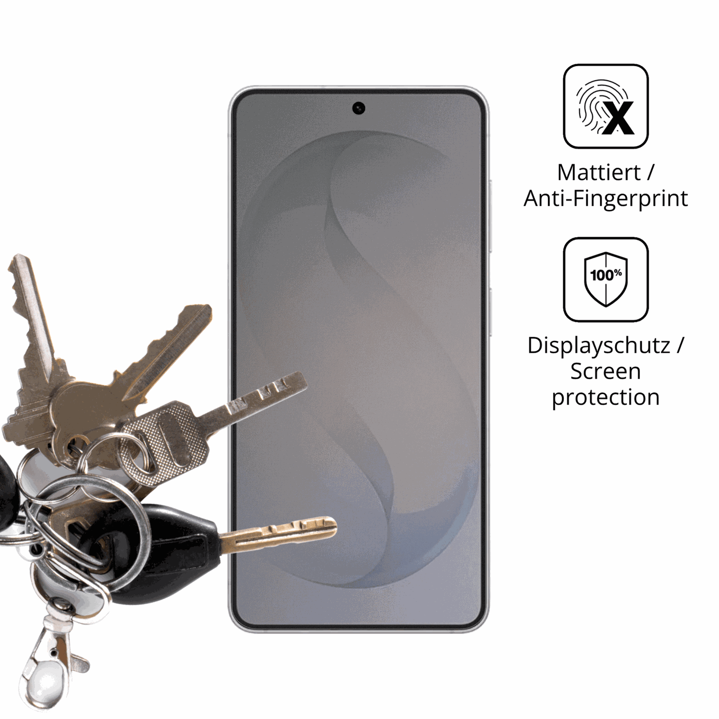 dipos Displayschutz für Samsung Galaxy S26, mattierte Oberfläche, Blickschutzfilter und perfekter Passform
