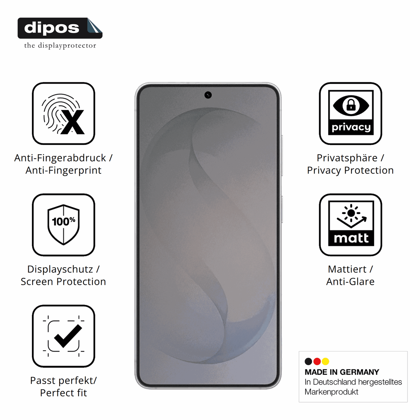 Privatsphäre-Schutz durch Sichtschutz-Folie passend zugeschnitten für Samsung Galaxy S26