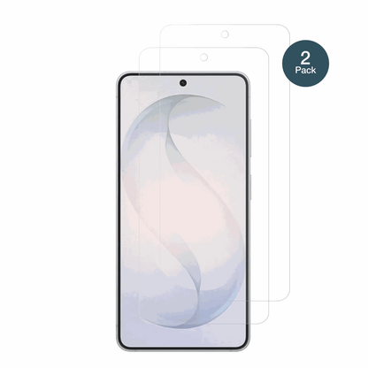 SamsungGalaxy S26 mit aufgebrachter dipos Panzerfolie, die lästige Fingerabdrücke minimiert