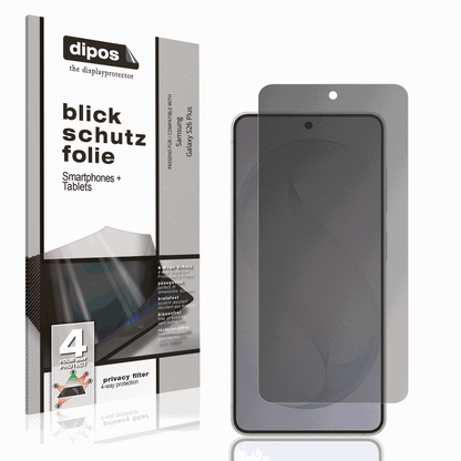 Blickschutzfolie von dipos passend für Samsung Galaxy S26 Plus, präziser Zuschnitt und blasenfrei montiert