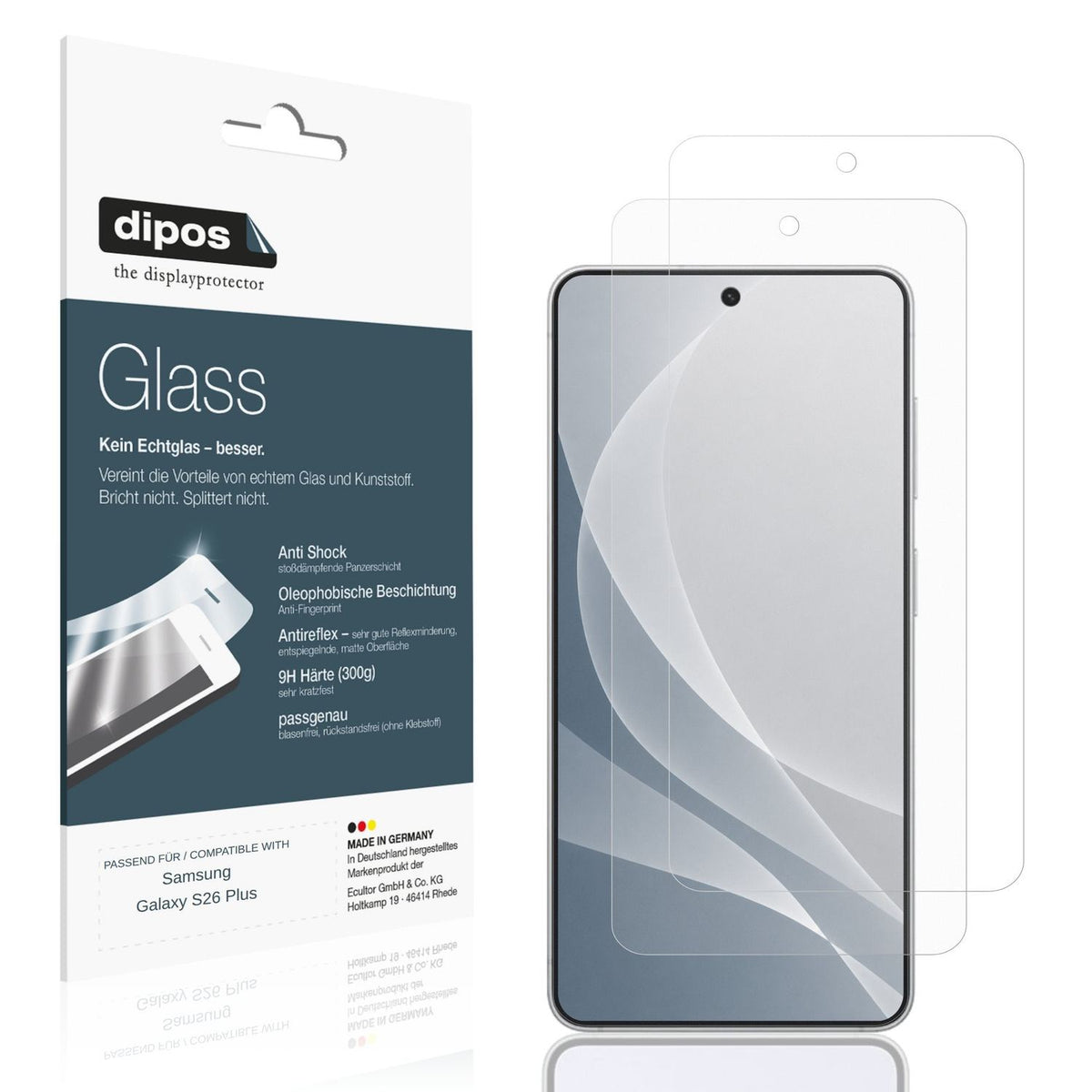 Matte Displayschutzfolie von dipos passend für Samsung Galaxy S26 Plus, 9H kratzfest und blasenfrei montiert