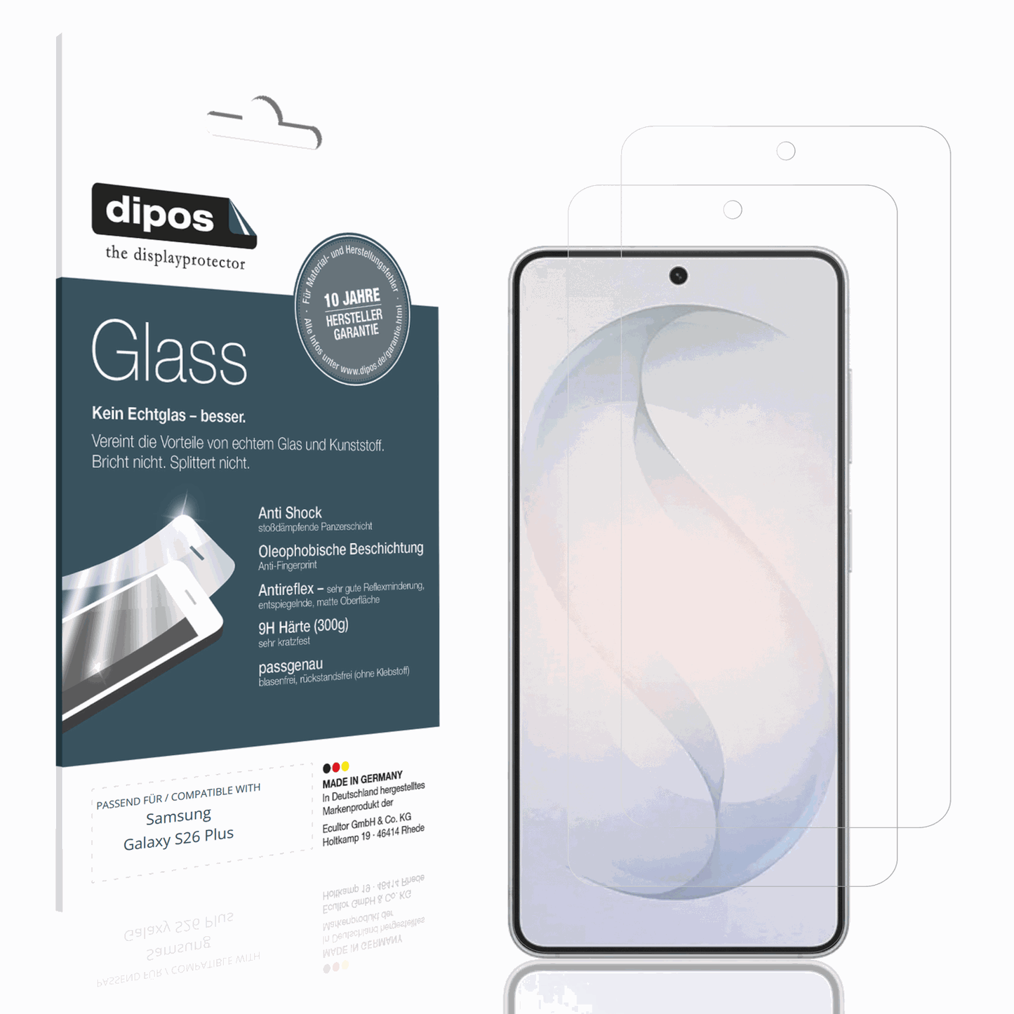 Matte Displayschutzfolie von dipos passend für Samsung Galaxy S26 Plus, 9H kratzfest und blasenfrei montiert