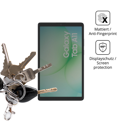 dipos Displayschutz für Samsung Galaxy Tab A11, mattierte Oberfläche, Blickschutzfilter und perfekter Passform