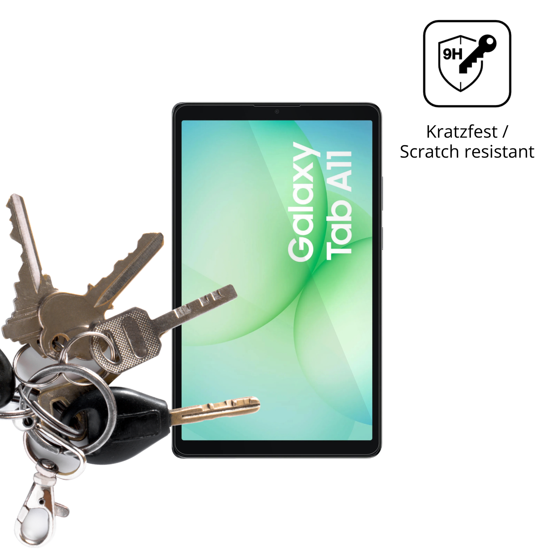 dipos Displayschutz für Samsung Galaxy Tab A11, transparente Oberfläche, perfekte Passform auch für die Rundungen