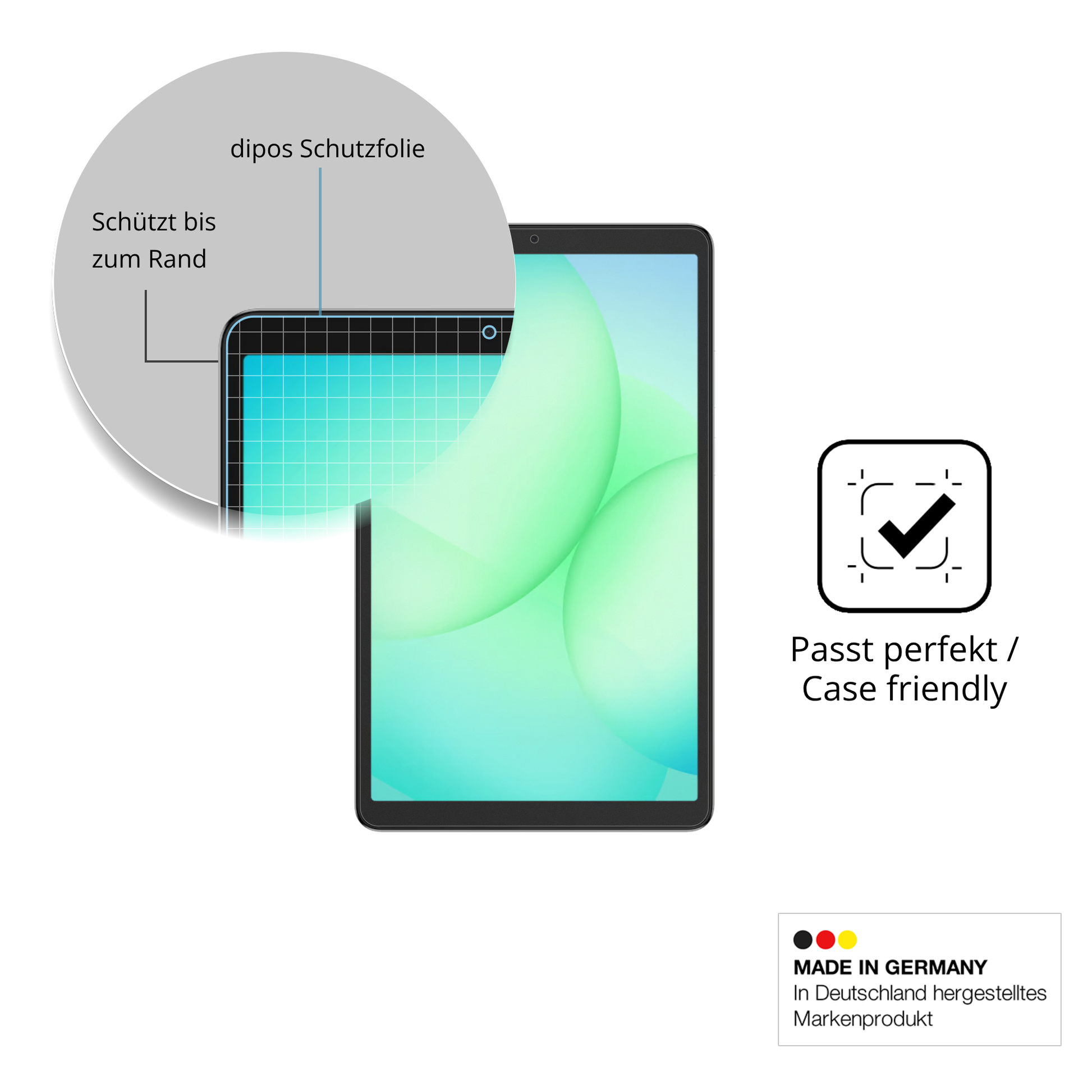 Schutzglasfolie mit optimaler Passform, zur Verwendung mit Hüllen geeignet