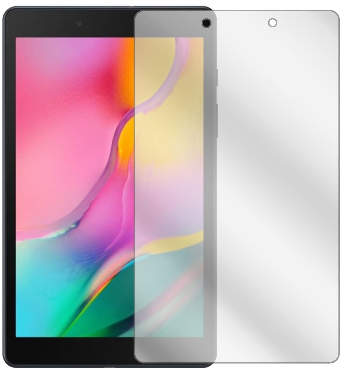 SamsungGalaxy Tab A 8.0 (2019) mit aufgebrachter dipos Displayschutzfolie, glasklare Darstellung ohne Einschränkungen