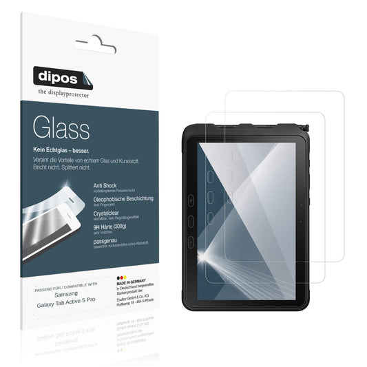 Klare Displayschutzfolie von dipos passend für Samsung Galaxy Tab Active 5 Pro, 9H kratzfest und blasenfrei montiert