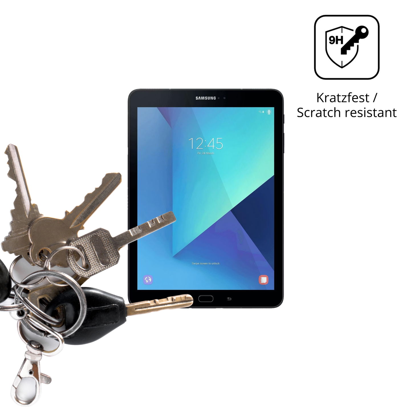dipos Displayschutz für Samsung Galaxy Tab S3, transparente Oberfläche, perfekte Passform auch für die Rundungen