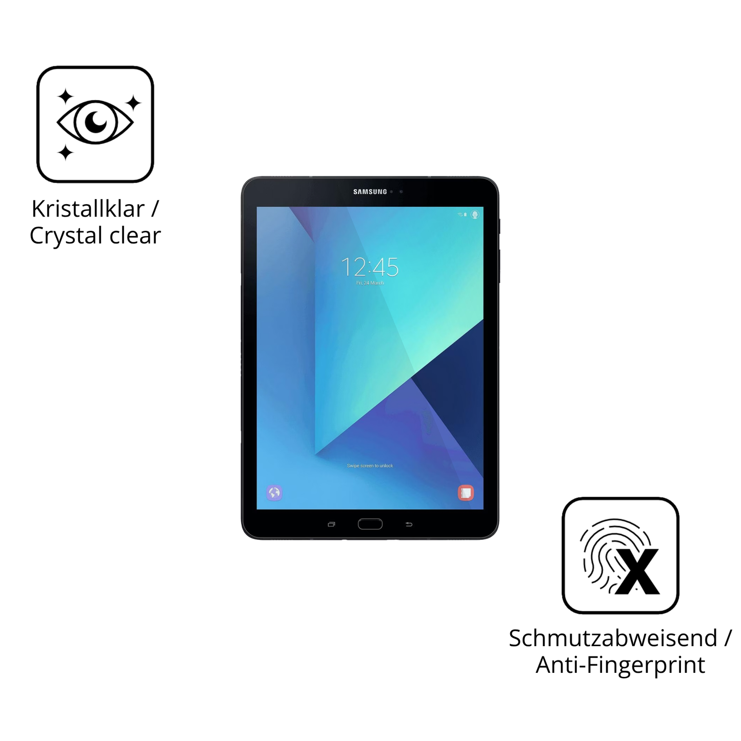 Flexible TPU-Folie passend zugeschnitten für Samsung Galaxy Tab S3, vollständige Abdeckung