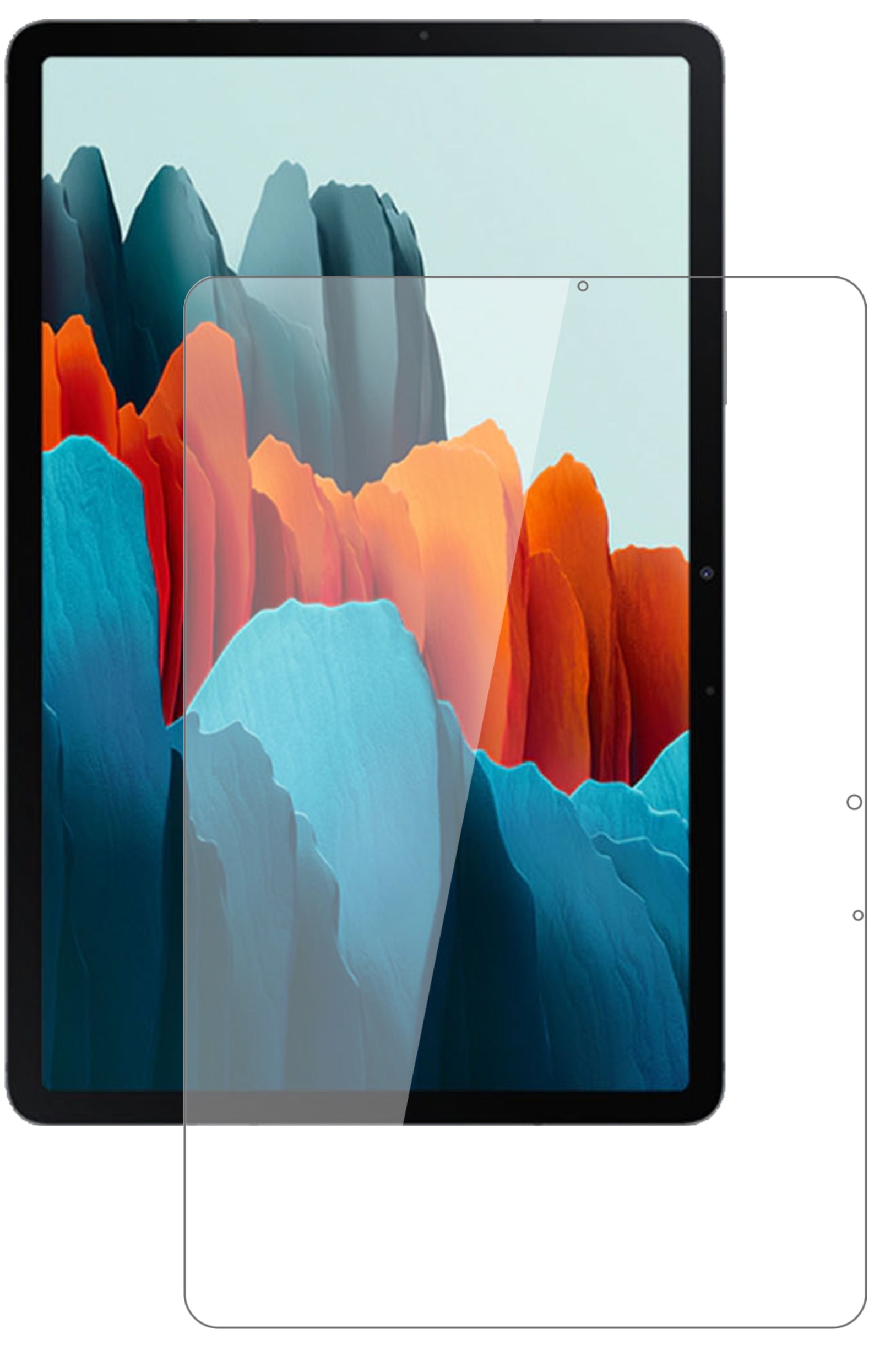 SamsungGalaxy Tab S7 mit aufgebrachter dipos Flex Schutzfolie, glasklare Darstellung ohne Einschränkungen