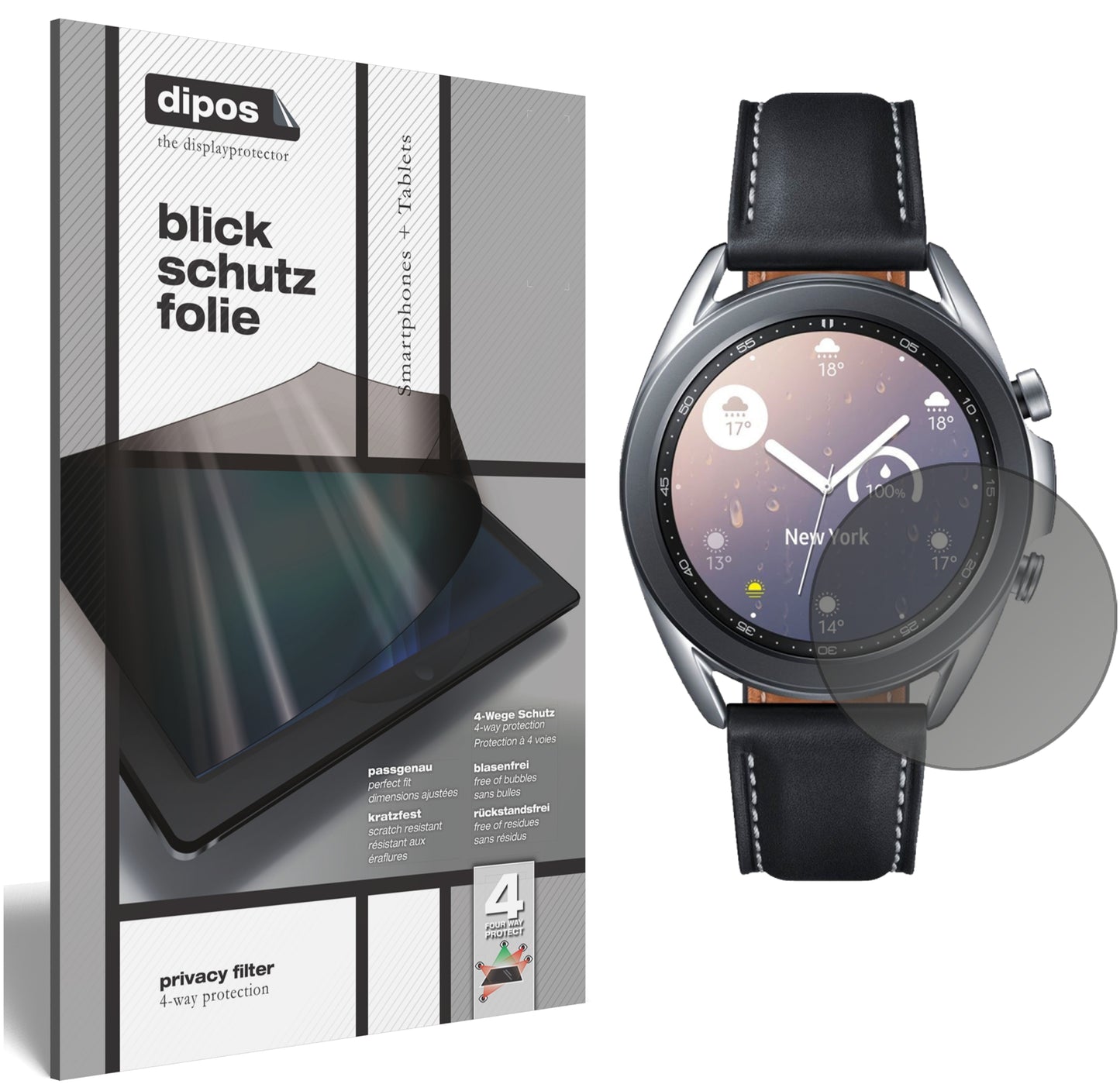 Blickschutzfolie für Samsung Galaxy Watch 3 (41mm) matt Schutzfolie Privacy