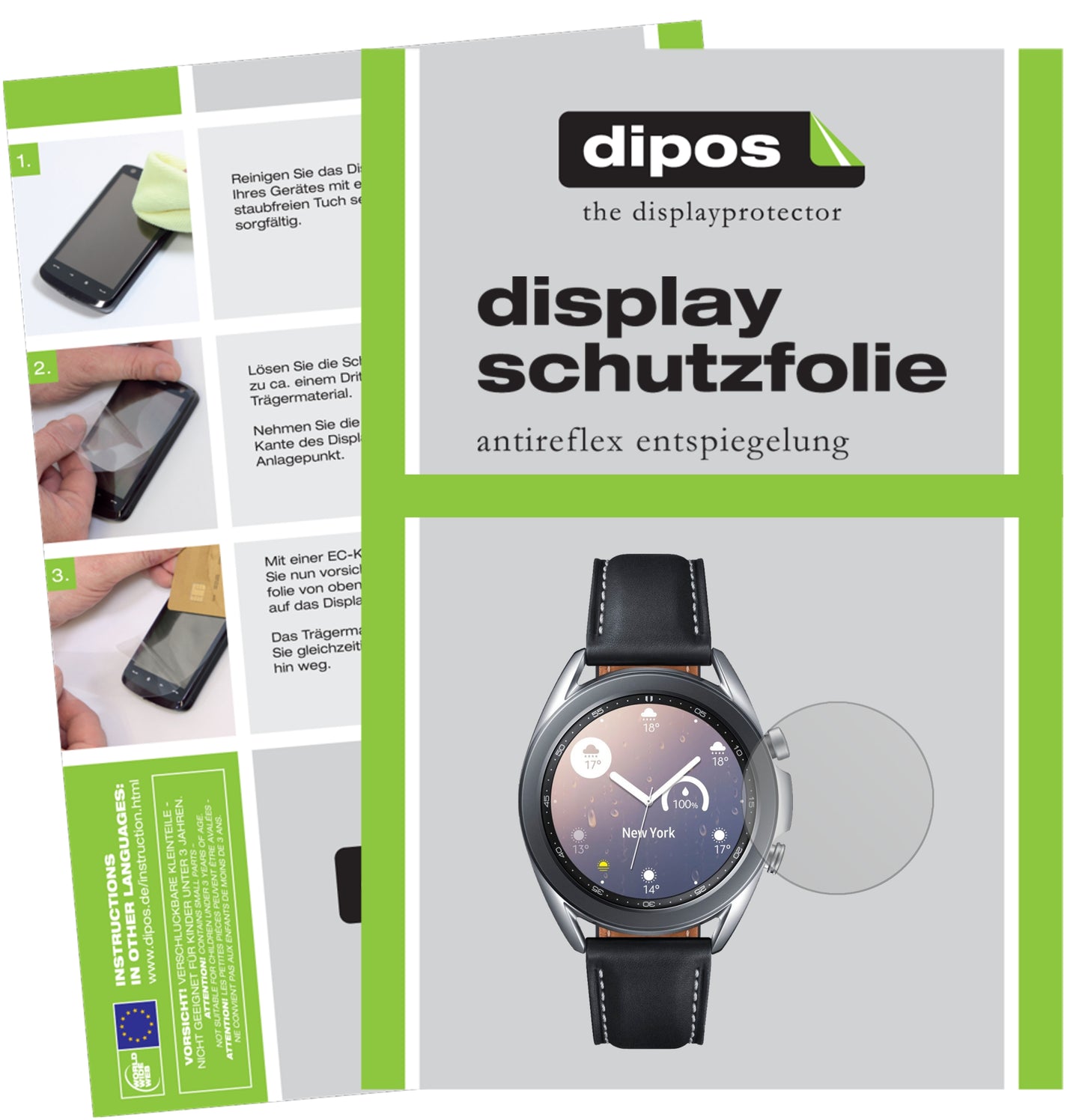 5x Schutzfolie matt für Samsung Galaxy Watch 3 (45mm) Display-Schutzfolie