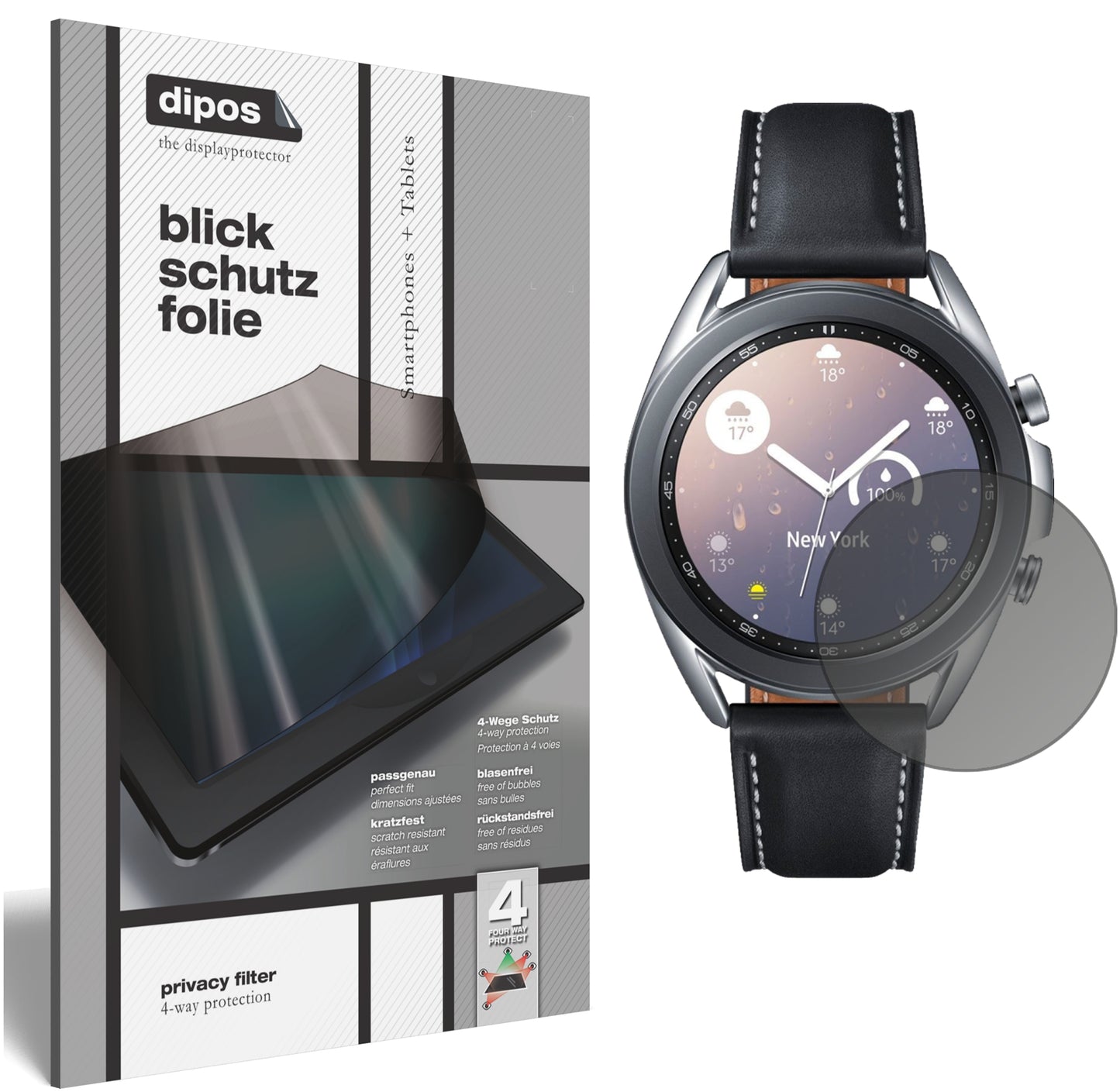 Blickschutzfolie für Samsung Galaxy Watch 3 (45mm) matt Schutzfolie Privacy