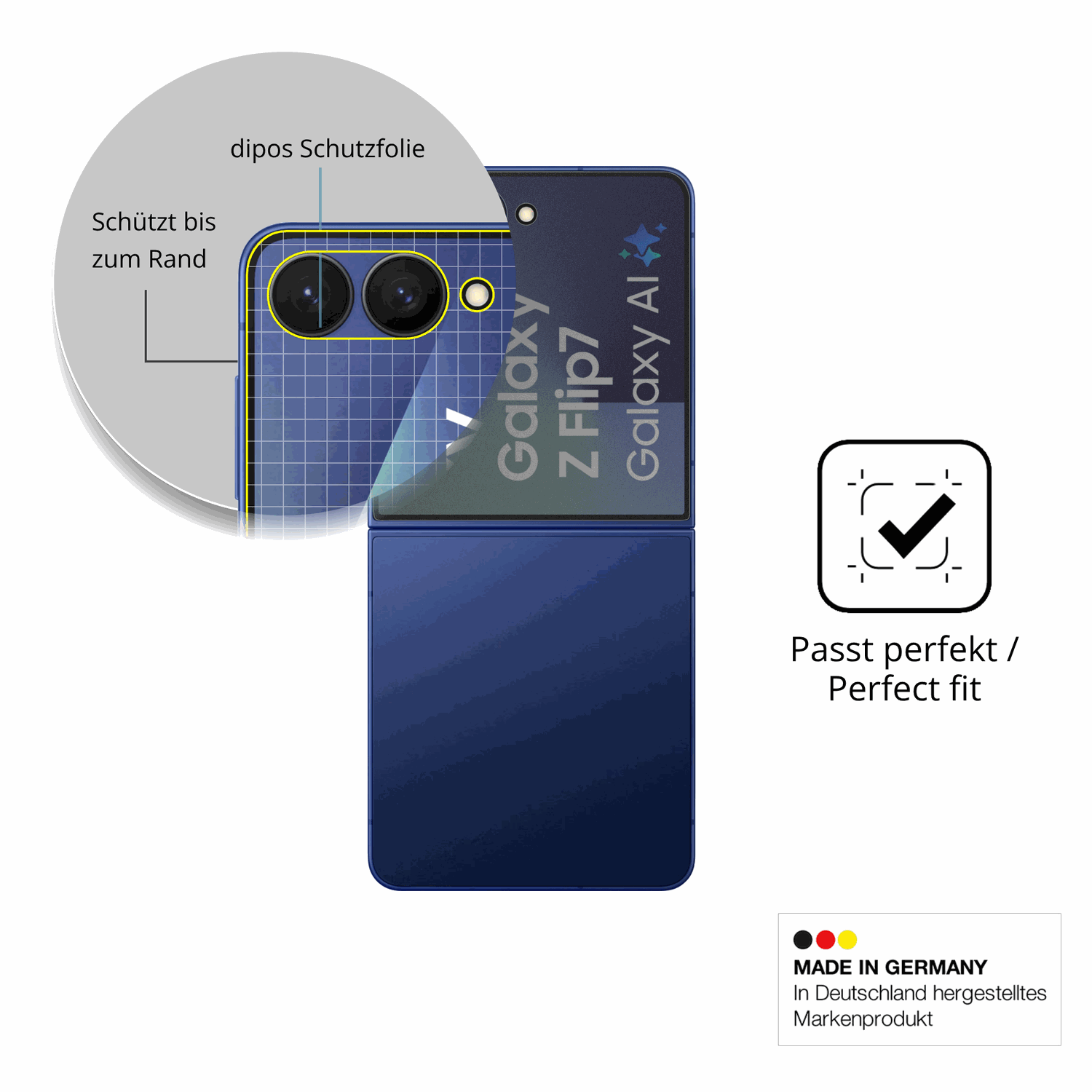 Schutz gegen Kratzer auf dem Samsung GalaxyZ Flip 7 Glas durch Schlüssel oder Ähnliches