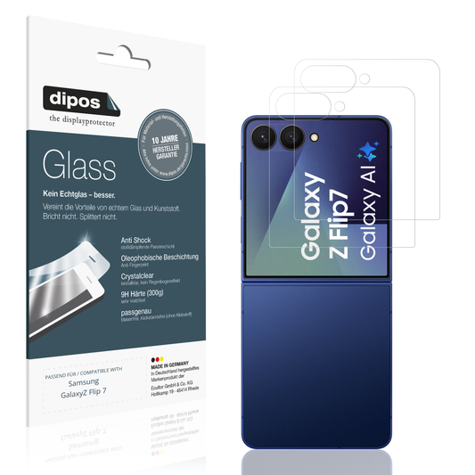 Klare Displayschutzfolie von dipos passend für Samsung GalaxyZ Flip 7, 9H kratzfest und blasenfrei montiert