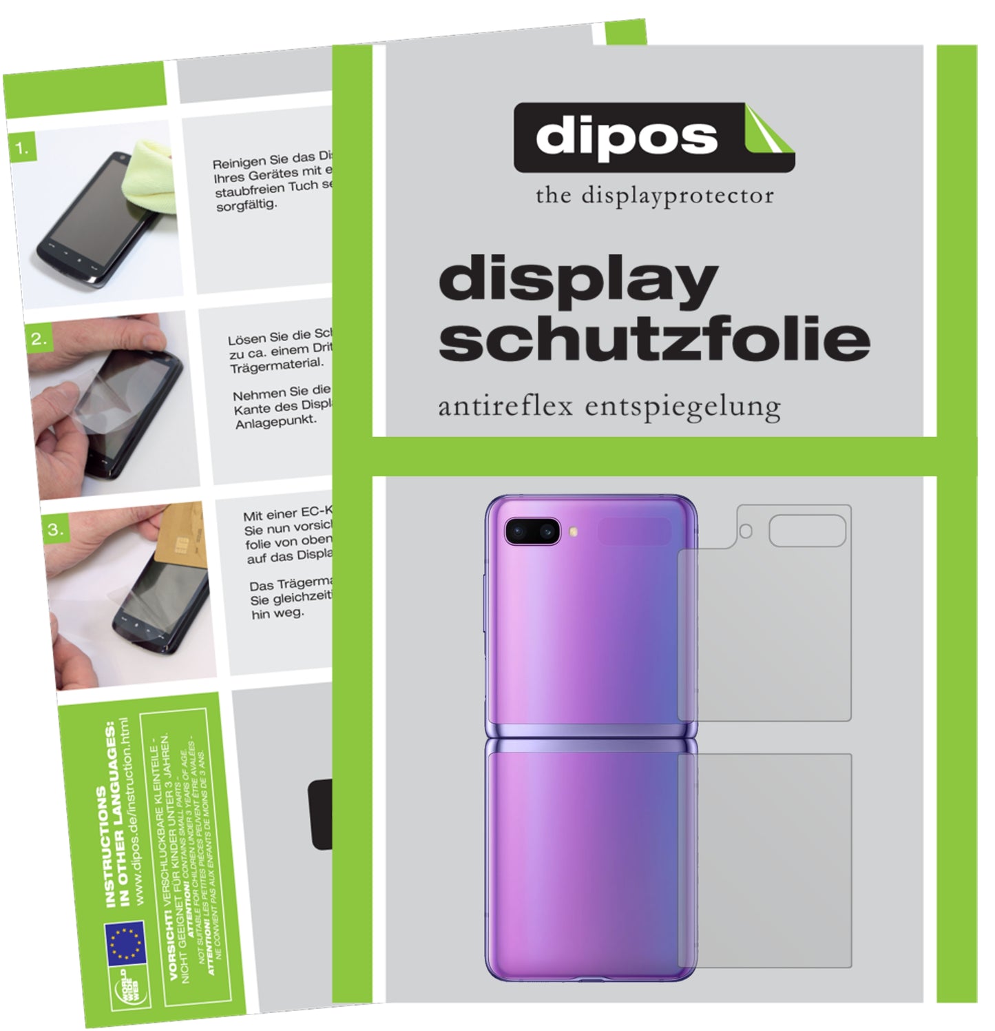 6x Schutzfolie matt für Samsung Galaxy Z Flip Rückseite Display-Schutzfolie