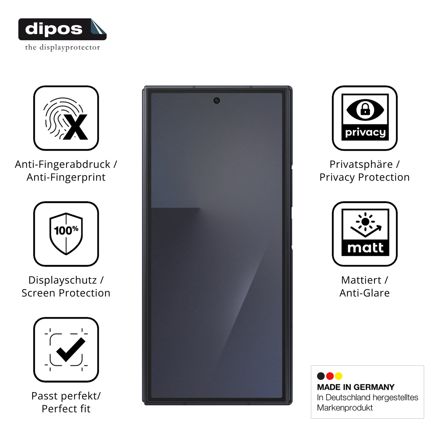 Privatsphäre-Schutz durch Sichtschutz-Folie passend zugeschnitten für Samsung Galaxy Z TriFold Aussenseite