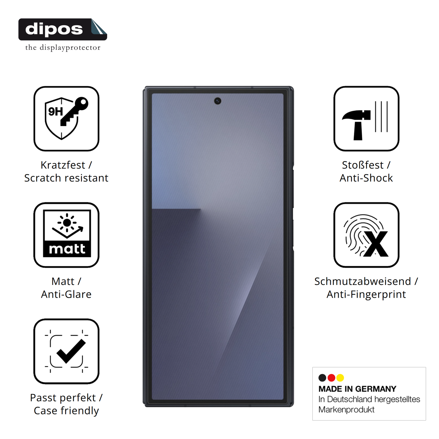 Displayschutz hergestellt in Deutschland, höchste Qualität made in Germany