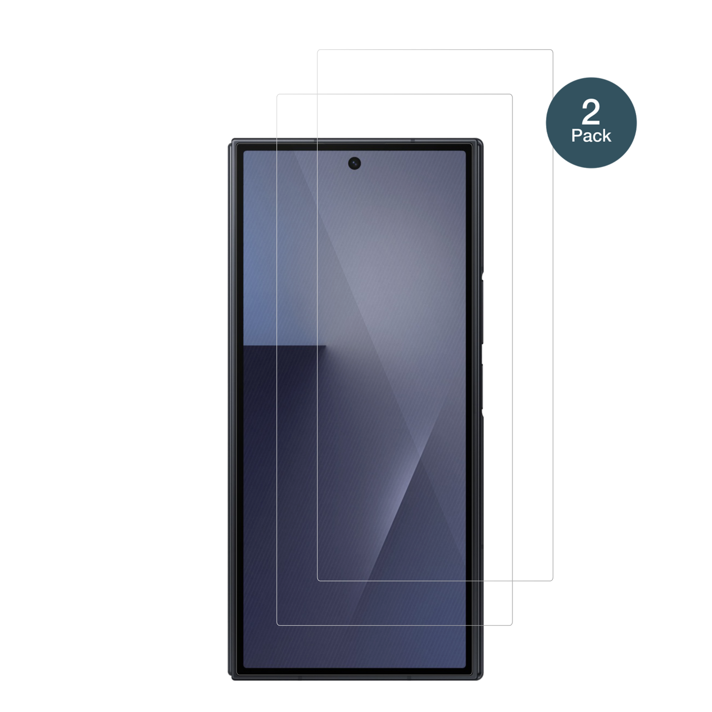 SamsungGalaxy Z TriFold Aussenseite mit aufgebrachter dipos Flex Schutzfolie, glasklare Darstellung ohne Einschränkungen