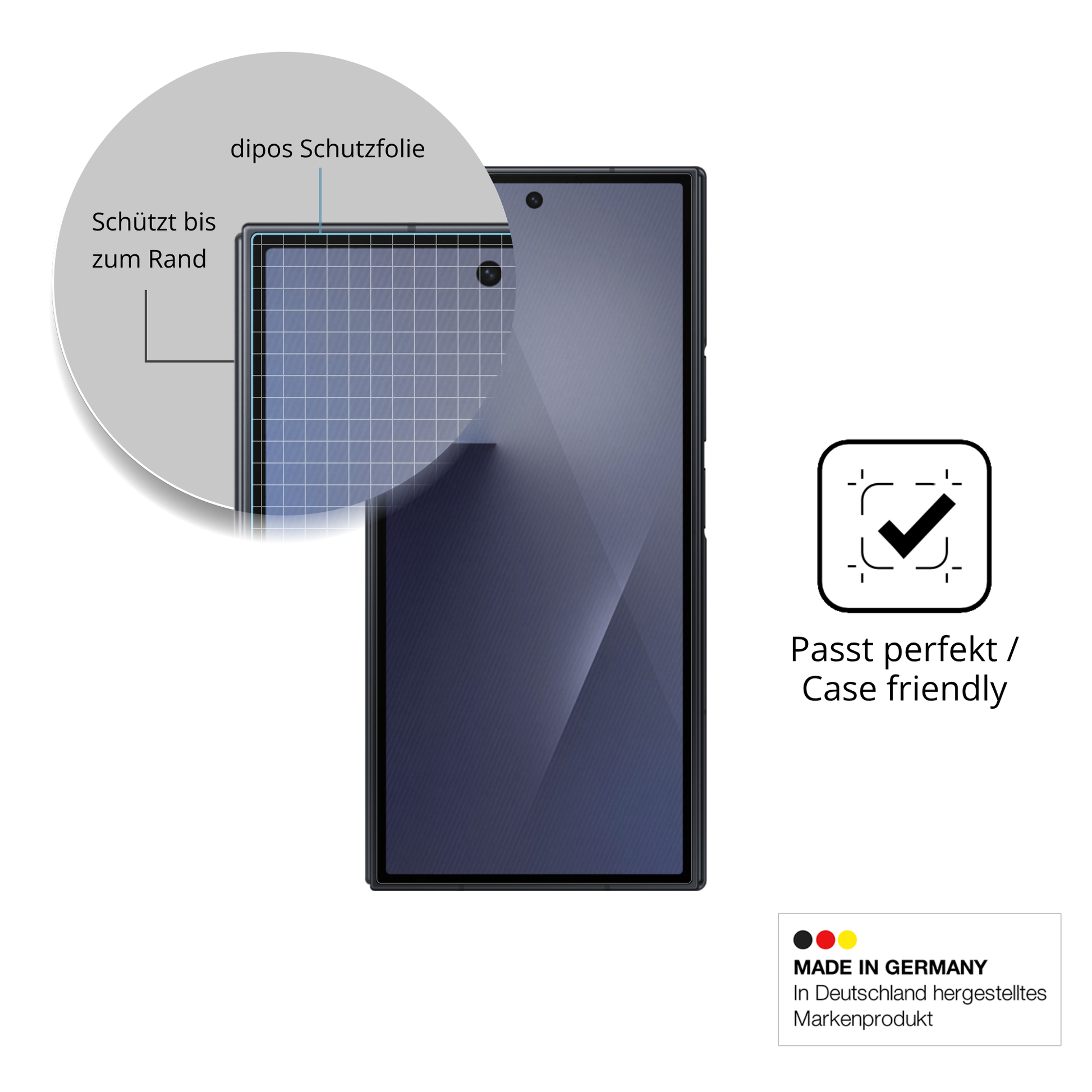 Besonders flexibler Displayschutz mit Anti-Shock-Schicht im Materialmix