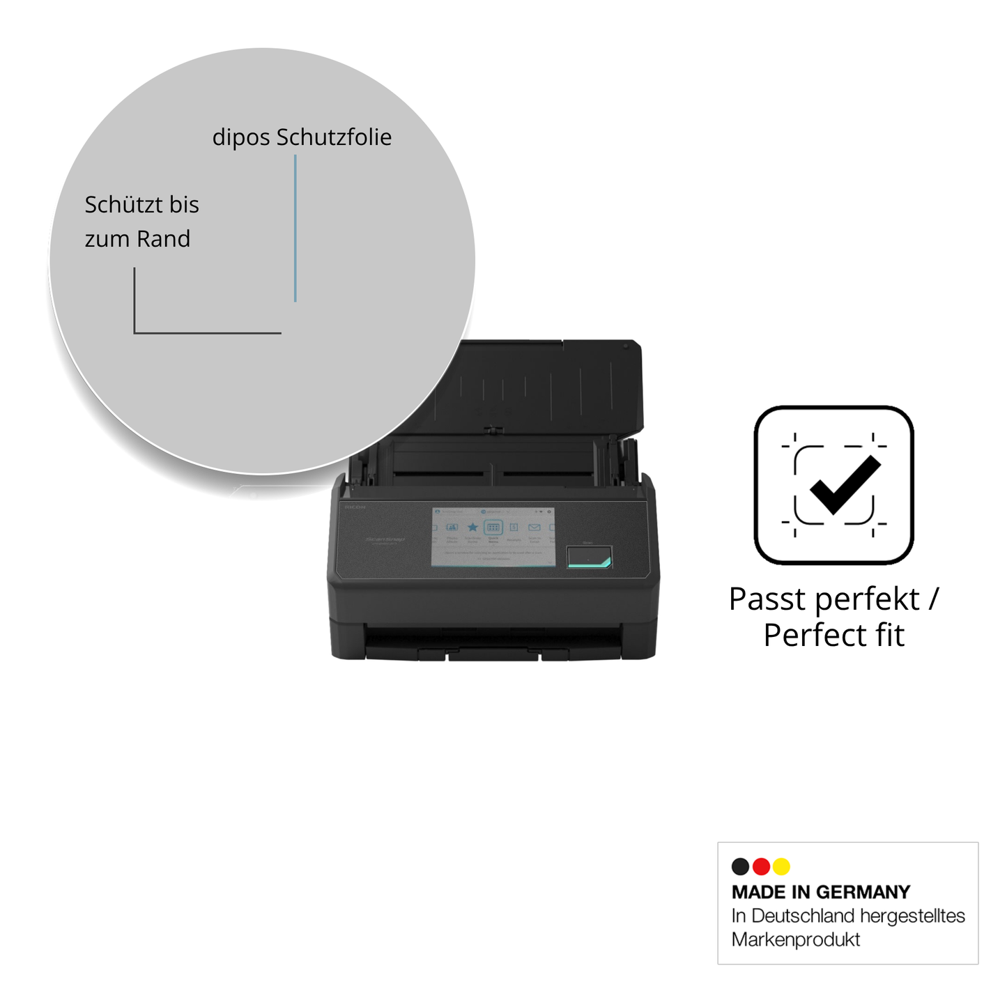 Schutz gegen Kratzer auf dem ScanSnap iX2500 Glas durch Schlüssel oder Ähnliches