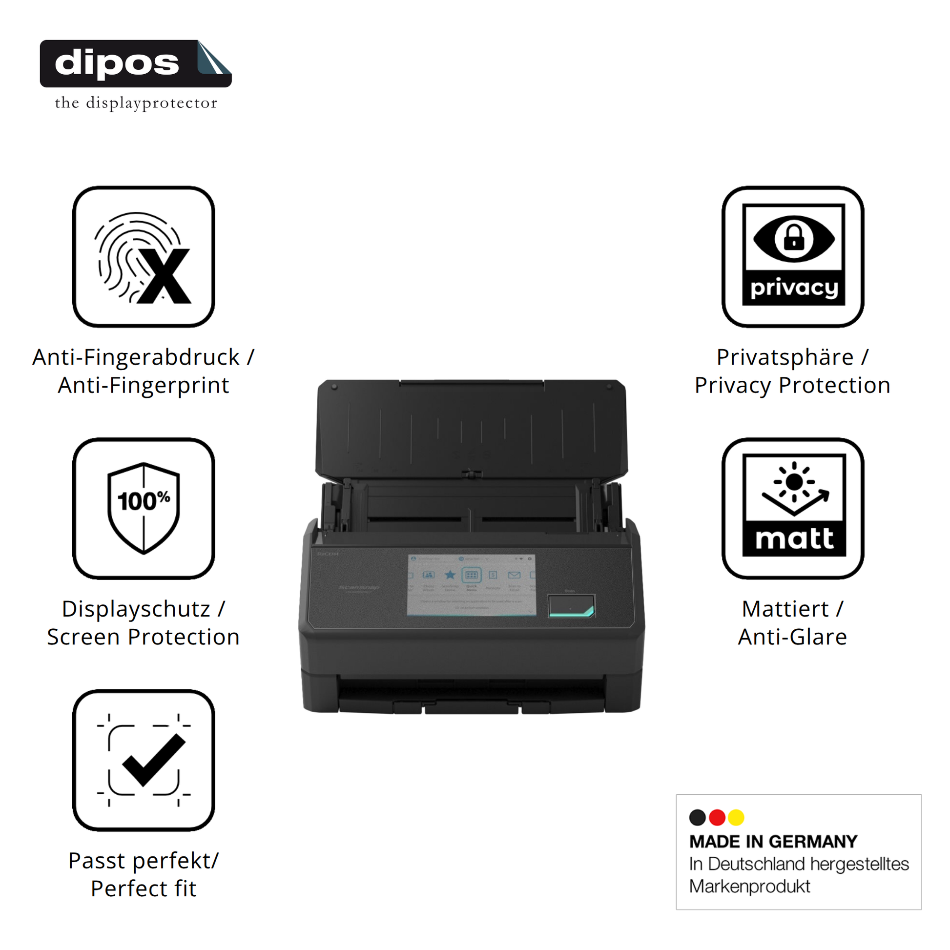 Privatsphäre-Schutz durch Sichtschutz-Folie passend zugeschnitten für ScanSnap iX2500
