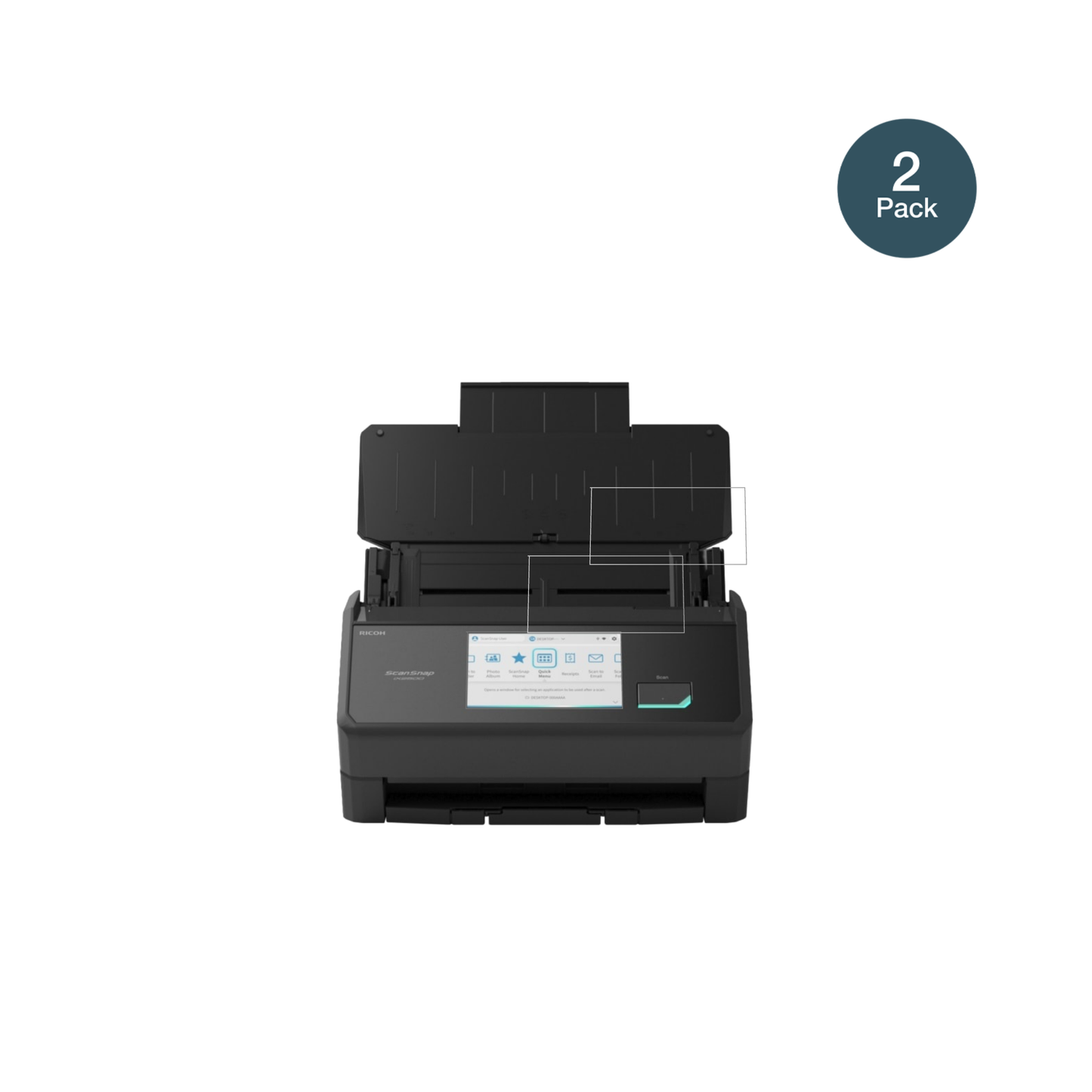 ScanSnapiX2500 mit aufgebrachter dipos Flex Schutzfolie, glasklare Darstellung ohne Einschränkungen