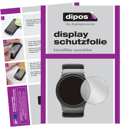 Klare Displayschutzfolie von dipos passend für 25 mm Durchmesser Uhr, präziser Zuschnitt und blasenfrei montiert