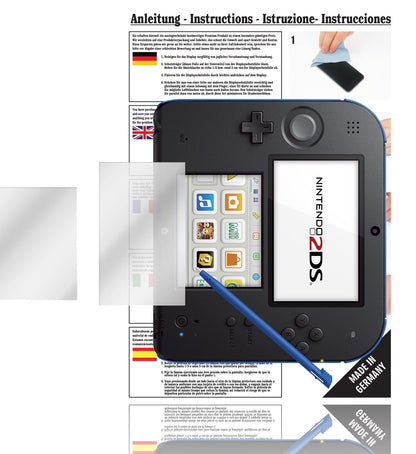 Klare Displayschutzfolie von dipos passend für 2DS Nintendo, präziser Zuschnitt und blasenfrei montiert