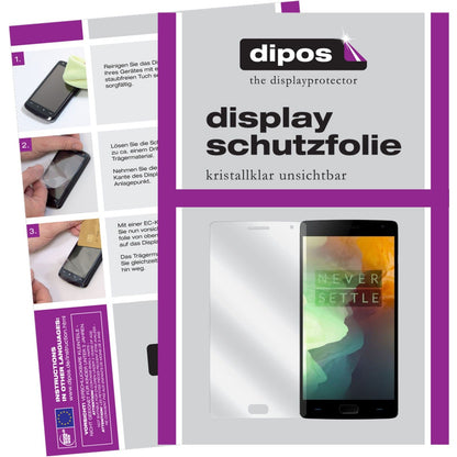 Klare Displayschutzfolie von dipos passend für 2 OnePlus, präziser Zuschnitt und blasenfrei montiert