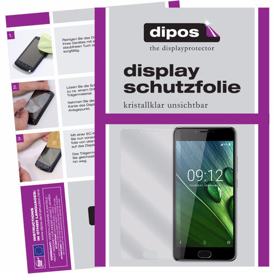 Klare Displayschutzfolie von dipos passend für Acer Liquid Z6, präziser Zuschnitt und blasenfrei montiert