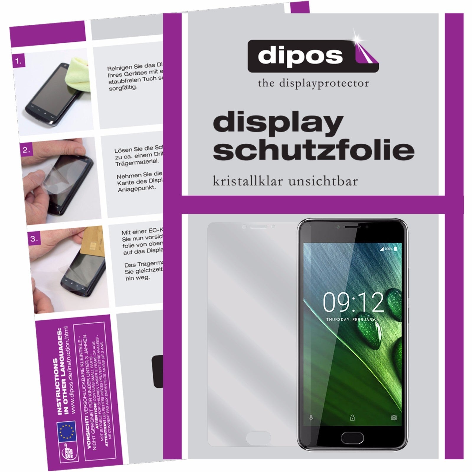 Klare Displayschutzfolie von dipos passend für Acer Liquid Z6 Plus, präziser Zuschnitt und blasenfrei montiert
