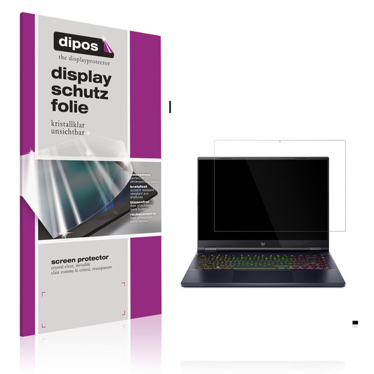 Klare Displayschutzfolie von dipos passend für Acer Predator Helios Neo 14 AI, präziser Zuschnitt und blasenfrei montiert