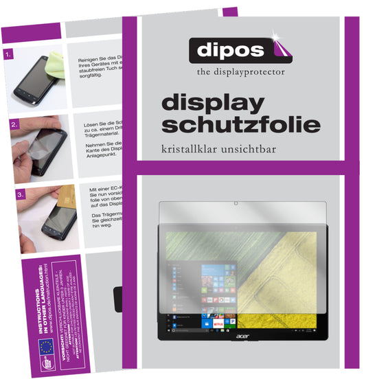 Klare Displayschutzfolie von dipos passend für Acer Switch 5 Pro SW512-52P, präziser Zuschnitt und blasenfrei montiert