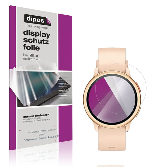 Klare Displayschutzfolie von dipos passend für aeac Smartwatch Damen Rund 1.27, präziser Zuschnitt und blasenfrei montiert