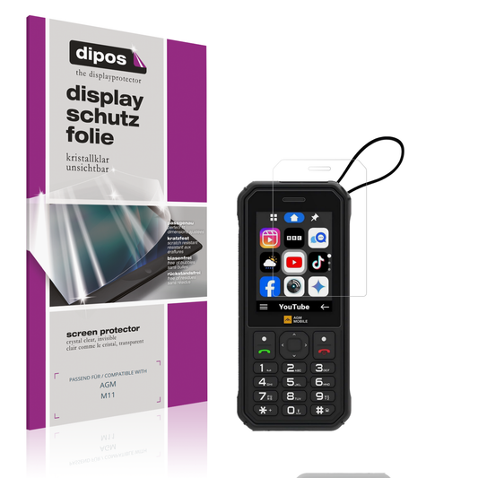 Klare Displayschutzfolie von dipos passend für AGM M11, präziser Zuschnitt und blasenfrei montiert