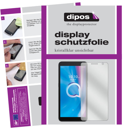 Klare Displayschutzfolie von dipos passend für Alcatel 1B (2020), präziser Zuschnitt und blasenfrei montiert