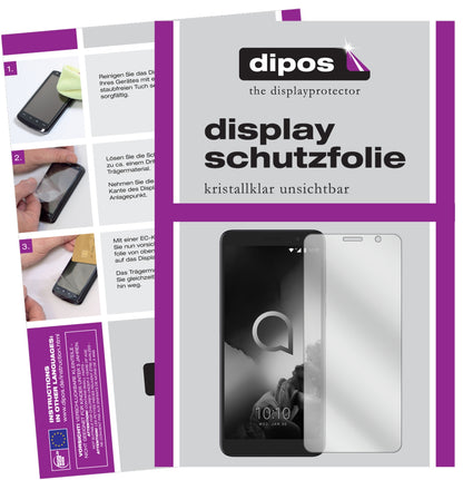 Klare Displayschutzfolie von dipos passend für Alcatel 1X (2019), präziser Zuschnitt und blasenfrei montiert