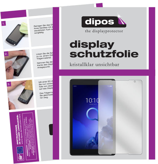 Klare Displayschutzfolie von dipos passend für Alcatel 3T 10 Zoll, präziser Zuschnitt und blasenfrei montiert