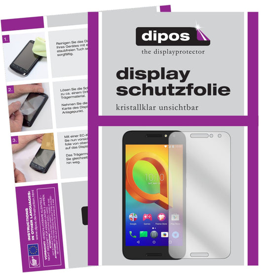 Klare Displayschutzfolie von dipos passend für Alcatel A3, präziser Zuschnitt und blasenfrei montiert