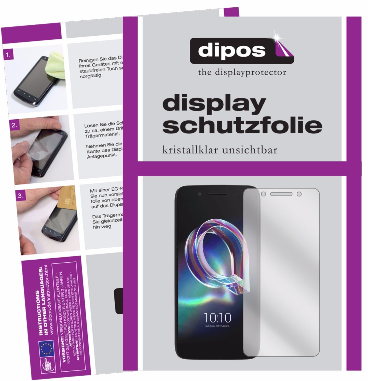 Klare Displayschutzfolie von dipos passend für Alcatel Idol 5, präziser Zuschnitt und blasenfrei montiert