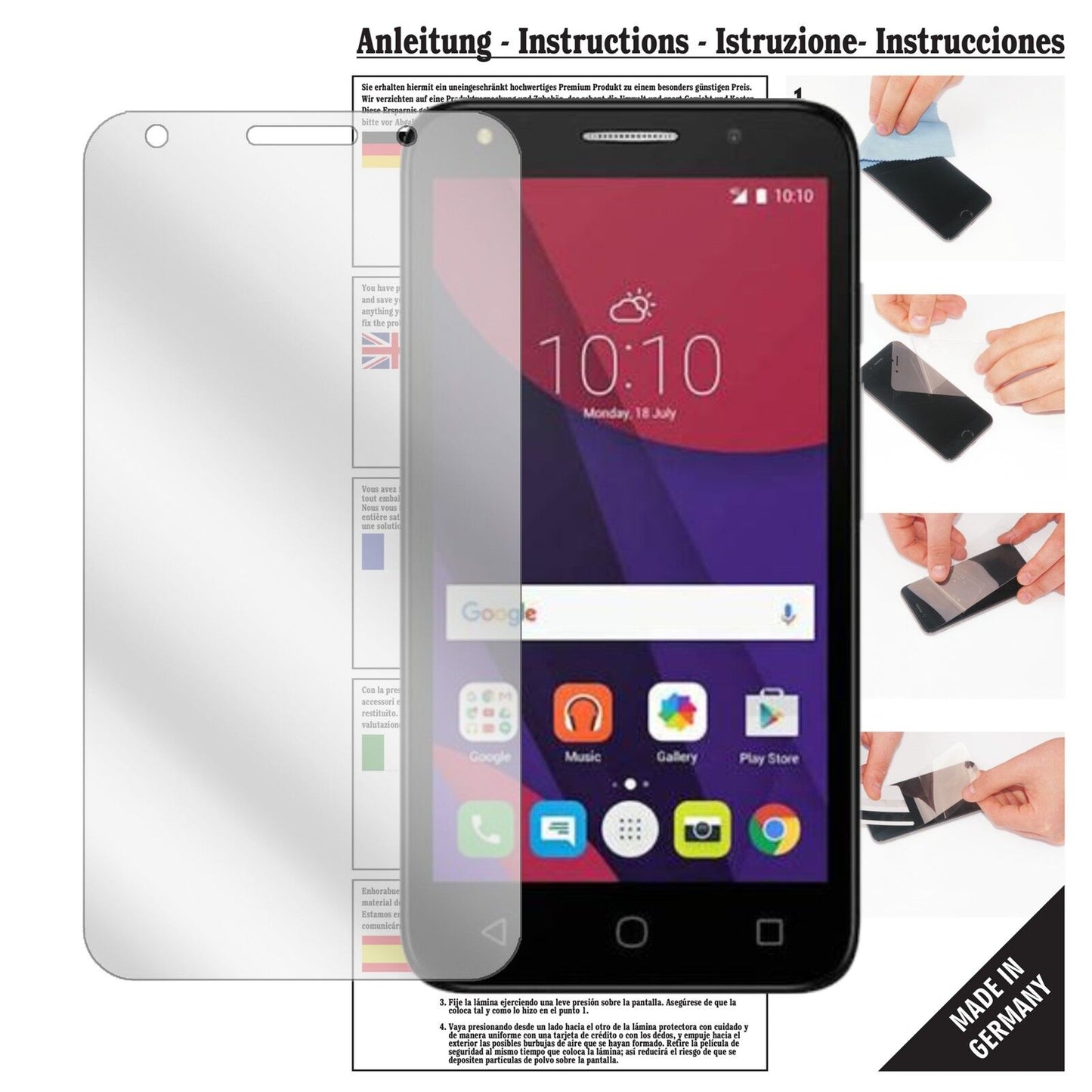Klare Displayschutzfolie von dipos passend für Alcatel Pixi 4, präziser Zuschnitt und blasenfrei montiert