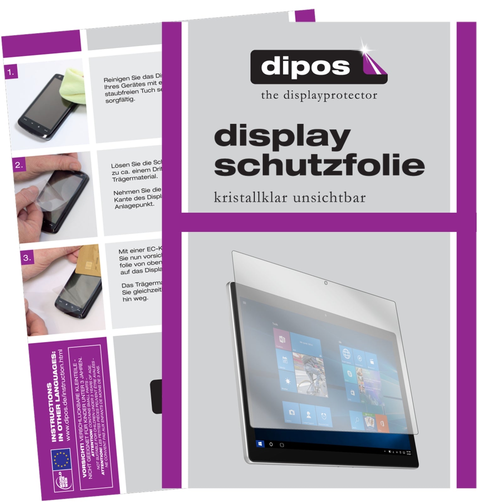 Klare Displayschutzfolie von dipos passend für Alcatel PLUS 12, präziser Zuschnitt und blasenfrei montiert
