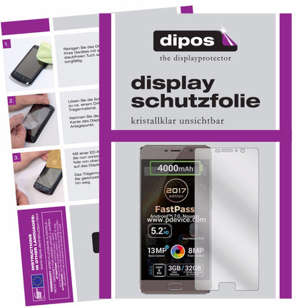 Klare Displayschutzfolie von dipos passend für Allview P9 Energy Lite 2017, präziser Zuschnitt und blasenfrei montiert