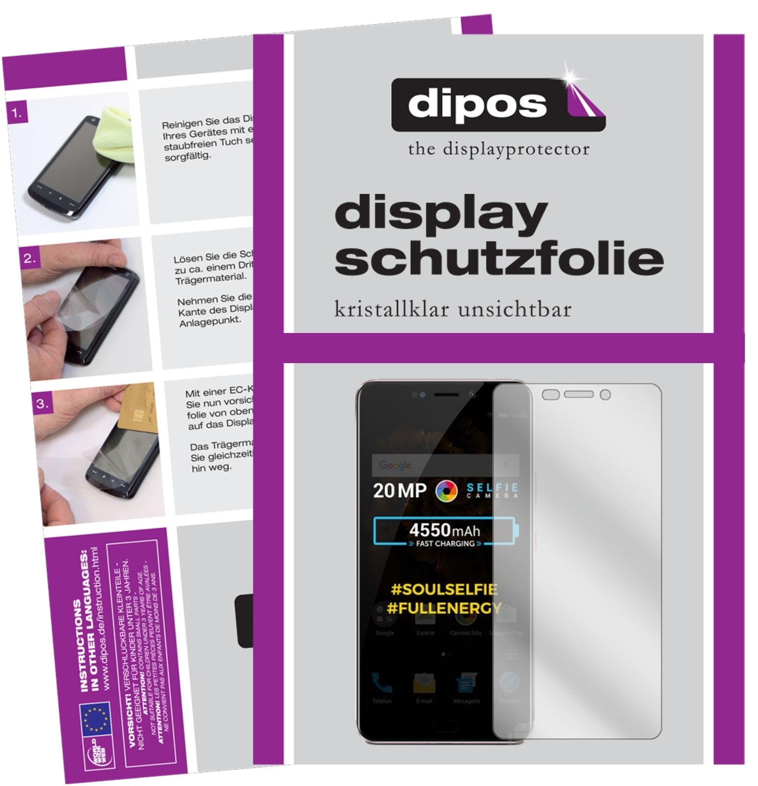 Klare Displayschutzfolie von dipos passend für Allview X4 Soul Xtreme, präziser Zuschnitt und blasenfrei montiert